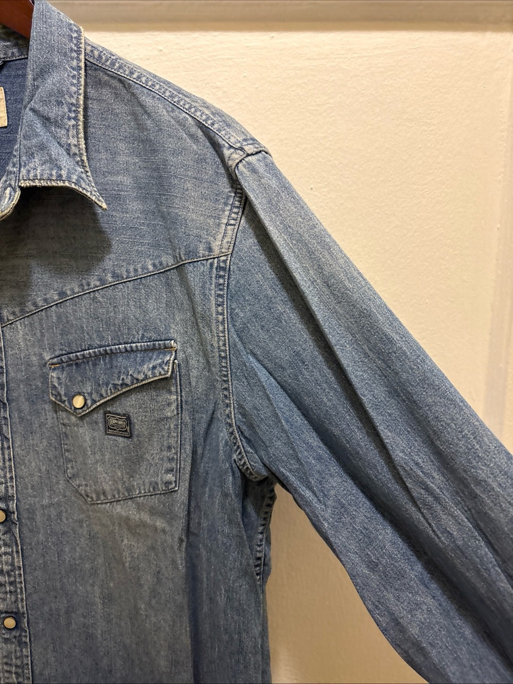 Men’s vintage Denim & Supply Ralph Lauren denim faded button up collar shirt XL - Picture 4 of 9